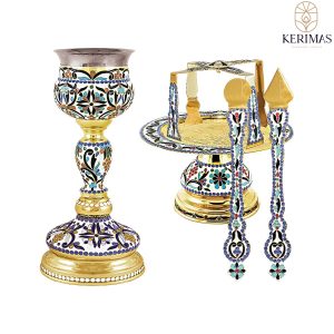 ΔΙΣΚΟΠΟΤΗΡΟ ΣΕΤ 250ml (Βυζαντινό) ΕΠΙΧΡΥΣΟ ΜΕ ΣΜΑΛΤΟ